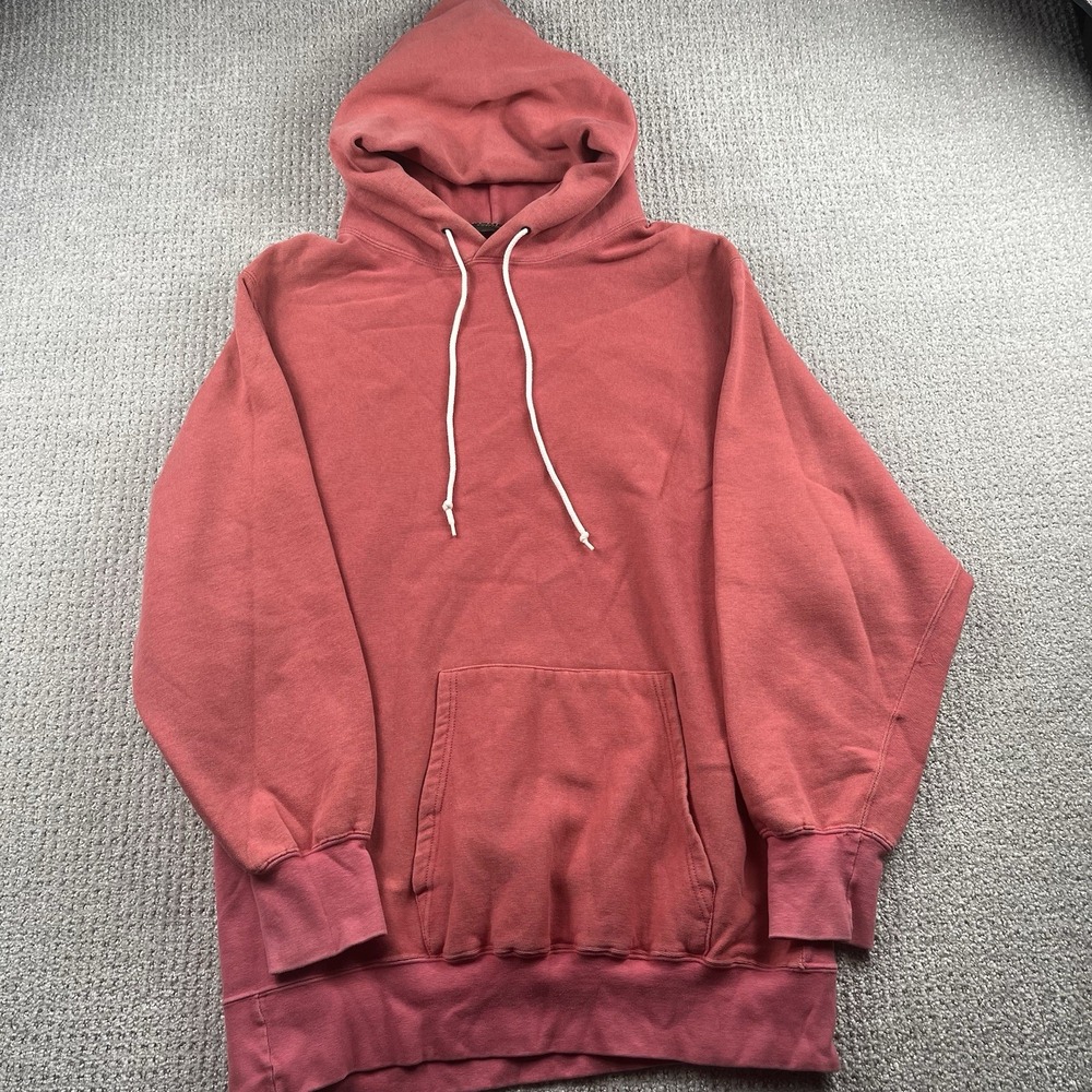 Vintage J Crew Outfitters Heavyweight Hoodie Mens Large Salmon Reverse Weave